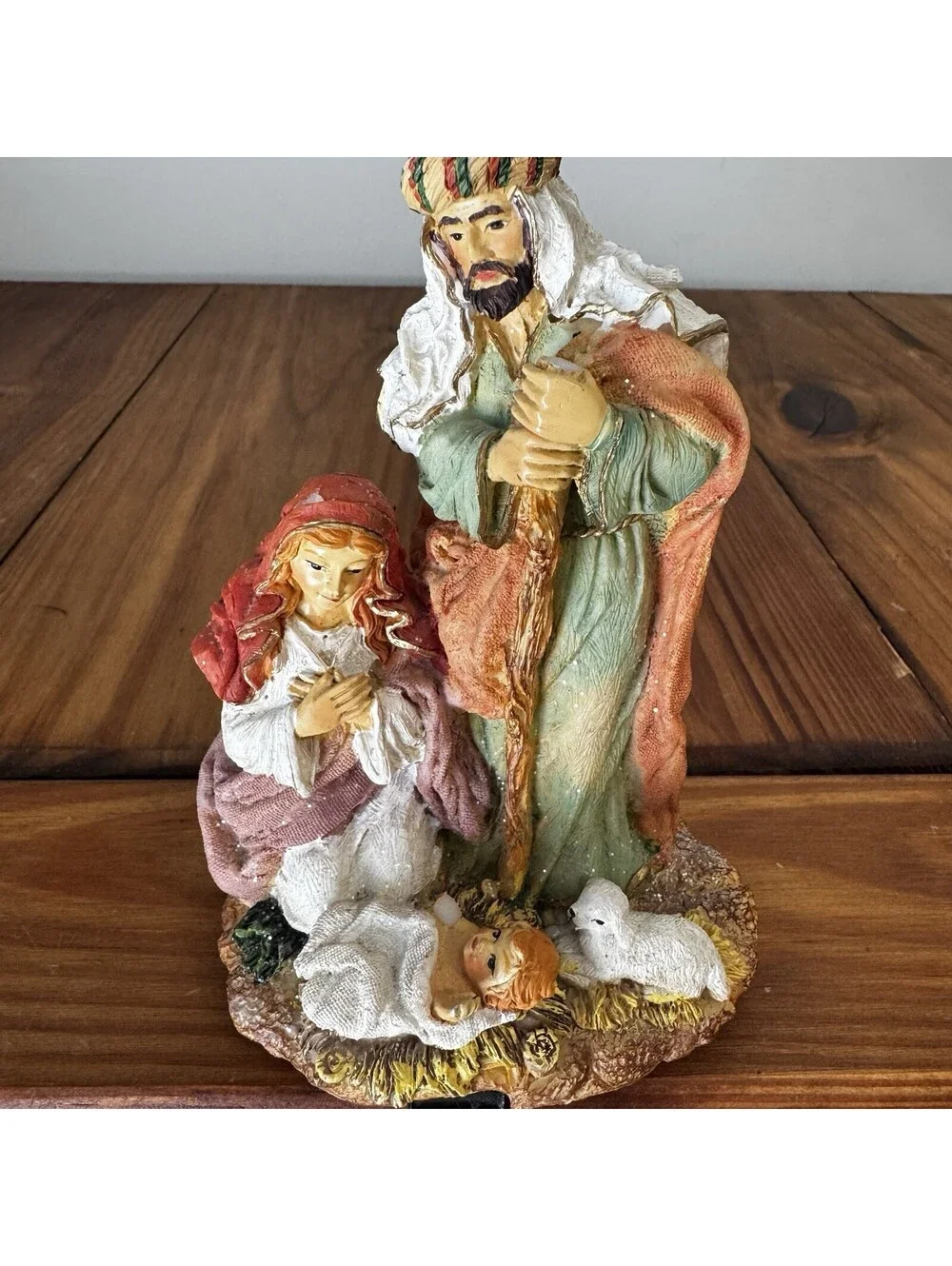 Vintage Nativity Scene Holy Family Christmas Stocking Hanger Holder Mantel Decor